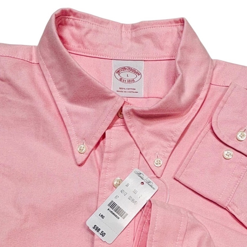 Brooks Brothers Mens Oxford Shirt Size Large Pink Long Sleeve Button Down NWT